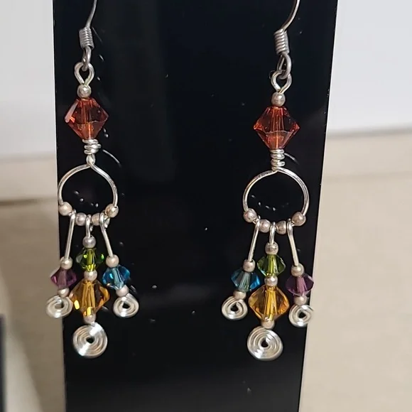 Abstract Articulated Earrings, 2 Pairs Artisan Made - Picture 3 of 4